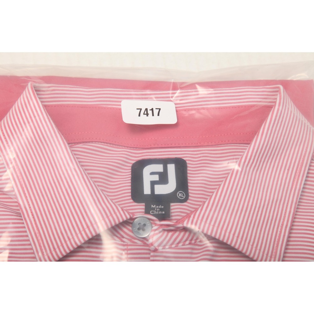 FootJoy Polo Shirt Mens XL Pink Stripe Golf Performance Stretch Hershey CC Logo - Picture 11 of 11